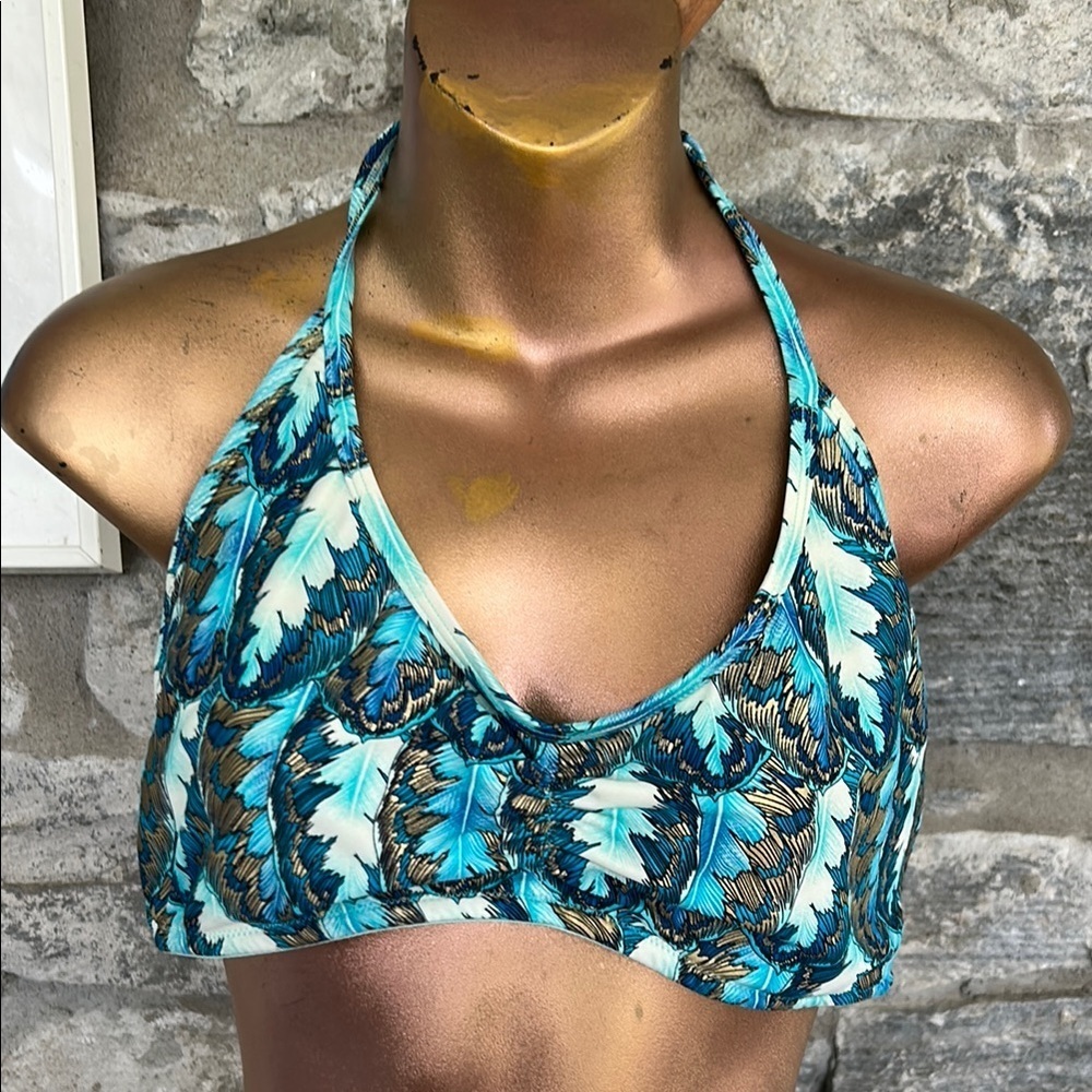 Feather Print Halter Bikini Top